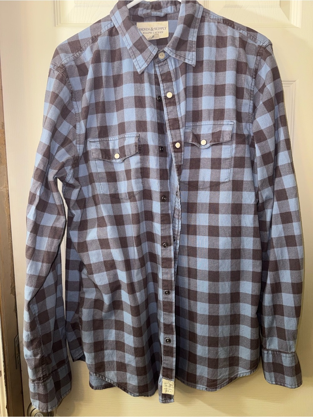 Denim & Supply Ralph Lauren Blue and Brown Plaid Button-Down Shirt